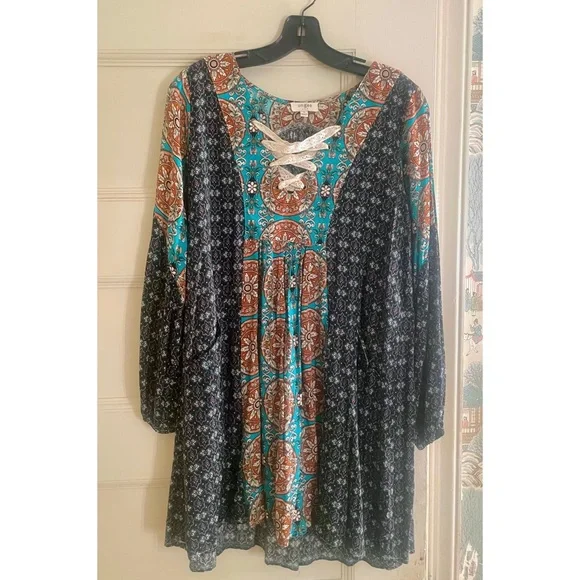NEW Umgee Boho Lace Up Tunic Dress - Size Small - Picture 3 of 7